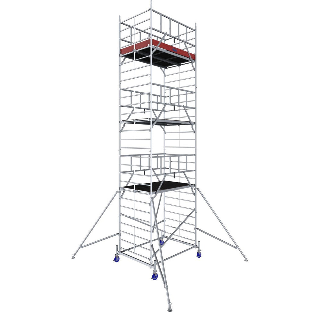 Алуминиево мобилно скеле KRAUSE ProTec XXL с широка платформа и работна височина до 8.30 м, 5 години гаранция.