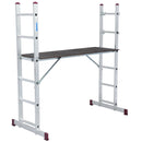 Алуминиево мобилно скеле-стълба KRAUSE 2x6 с работна платформа и стабилизатори за безопасна работа на височина.