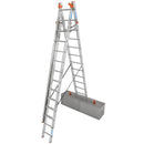 Алуминиева трираменна стълба Krause Tribilo 3x12 поставена върху стълбище за употреба в професионални и домашни условия.