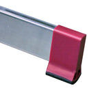 Close-up of an aluminum stabilizer with a red protective end cap from the KRAUSE scaffolding system.