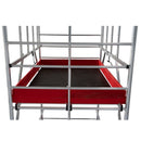 Алуминиево мобилно скеле KRAUSE ProTec XXL с широка платформа и червена подложка за работа.