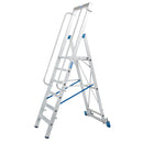 Складова стълба с платформа KRAUSE STABILO 6, мобилна и безопасна за работа с парапети и колела.