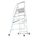 Складова стълба с платформа KRAUSE STABILO 7, мобилна, стабилна, безопасна и удобна за работа с парапети.