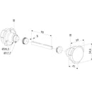 Схема на комплект дръжки със защита за деца, размери и компоненти на място.