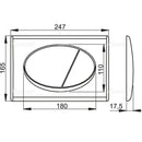 Схема на бутон за вградено тоалетно казанче AlcaPlast с размери 247x165mm и овален дизайн.