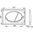 Технически чертеж на бутон за вграждане на тоалетно казанче AlcaPlast, размери 247x165 мм.