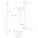 Схема с размери на автомат за затваряне MAMMOTH и панта DINO - сив. Информация за инсталация.