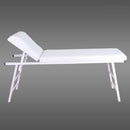 Сгъваема медицинска кушетка с регулируема облегалка, идеална за медицински кабинет.