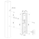 Схема на електрически насрещник MODULEC-SH-R SECURA с размери и монтажни отвори.