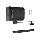 Автомат за затваряне PANTHER от LOCINOX, черен, включващ механизми за монтаж и регулируема лост.