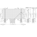 Технически чертеж на оградна мрежа Pantanet Light с размери и детайли.