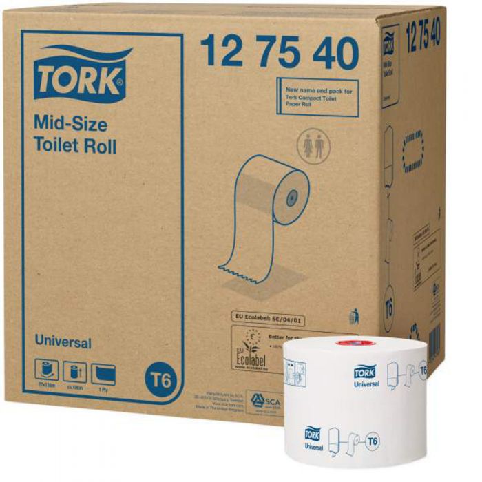 Купи Tork Тоалетна хартия на ролка Mid-Size Toilet Roll– system T6 за 139.22 лв. само от Nika.bg