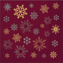 Купи Коледни салфетки, бордо със снежинки, 33 х 33 см, 2 пл., 85 бр. за 4.72 лв. само от Nika.bg