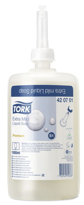 Купи Tork Концентриран течен сапун непарфюмиран Premium Soap Liquid Extra Mild Non Perfumed– system S1, 6 х 1 литър за 101.69 лв. само от Nika.bg