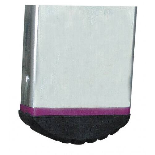 Close-up of the non-slip rubber base of a KRAUSE aluminum ladder for enhanced stability and safety.