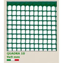 PVC мрежа Quadra 10 с размери 9x9 мм за балкони и тераси, устойчива на UV и атмосферни условия.