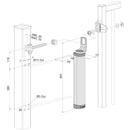 Схема на автомат за затваряне RHINO с размери и монтиране на пантата.