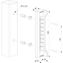 Технически чертеж на полиамиден насрещник за брава с измерения и компоненти.