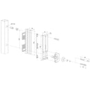 Изображение на насрещник Secura с изчертаване на компонентите и мерките за монтаж.