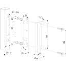 Схема на насрещник за градинска брава с размери и монтажни отвори.