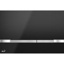 Бутон за вградено тоалетно казанче STRIPE в черен цвят с две сребристи ленти от метал.