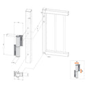 Схема на автомат за затваряне TIGER и панта PUMA, с размери и детайли за инсталация.