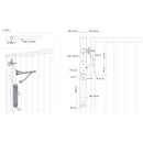 Схема за инсталиране на автомат за затваряне на врати Verticlose 2 с размери и настройки.