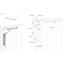 Диаграма за инсталиране на автомат за затваряне Verticlose 2 с размери и технически характеристики.