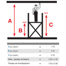 Схема на алуминиево мобилно скеле KRAUSE ClimTec с височини A, B, C и размери на платформата за безопасна работа.