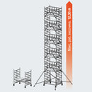 Алуминиево мобилно скеле KRAUSE ProTec XXL с максимална работна височина 12,30 м и широка платформа за комфортна работа.